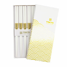 일본 젓가락 선물 세트 5개입 골드 웨이브 Coffret Cadeau de 5 Paires de Baguettes Gold Wave [Tokyo Design Studio]