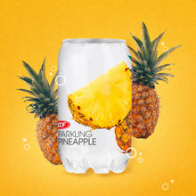Canette de boisson pétillante à l’ananas avec visuel de fruits, OKF Sparkling Pineapple Light, marque OKF - ACEMARTmall Paris