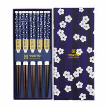 일본 젓가락 선물 세트 5개입 블루 플럼 Coffret Cadeau de 5 Paires de Baguettes Blue Plum [Tokyo Design Studio]