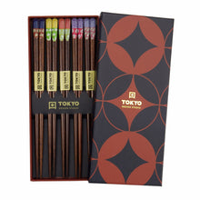 일본 젓가락 선물 세트 5개입 레드 블랙 Coffret Cadeau de 5 Paires de Baguettes Red Black [Tokyo Design Studio]