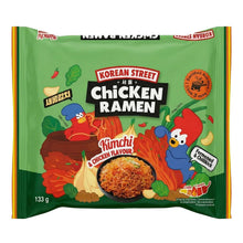 Nouilles instantanées coréennes Korean Street Chicken Ramen saveur kimchi et poulet 133 g, ramen épicé au kimchi fermenté et arôme de poulet.