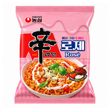 Shin Ramyeon Rosé Nongshim 134 g, nouilles coréennes instantanées épicées sauce rosée tomate et crème