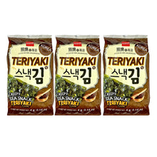 Sachet de snack d'algues grillées saveur teriyaki de la marque Wang Korea, produit authentique de Corée (Nori coréen) croustillant de 4g.