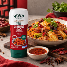 Sauce mala coréenne Vivid Kitchen Low Sugar 320g, sauce asiatique épicée allégée en sucre pour cuisine coréenne et plats sautés